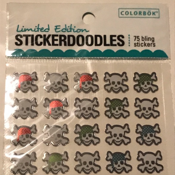 Colorbok Limited Ed Stickerdoodles Bling Skulls and Crossbones-New - Picture 2 of 5